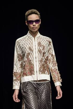 January 31, 2017 - Barcelona, Catalonia, Spain - A model walks the runway at the Custo fashion show presenting the new Way more - SS17 collection during 080 Barcelona Fashion Week Barcelona Spain - ZUMAo105 20170131_zap_o105_206 Copyright: xMatthiasxOesterlex