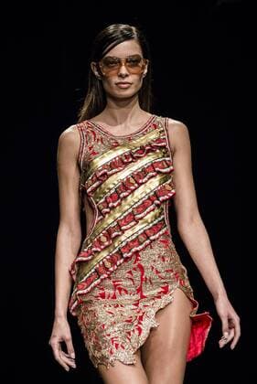 January 31, 2017 - Barcelona, Catalonia, Spain - A model walks the runway at the Custo fashion show presenting the new Way more - SS17 collection during 080 Barcelona Fashion Week Barcelona Spain - ZUMAo105 20170131_zap_o105_208 Copyright: xMatthiasxOesterlex