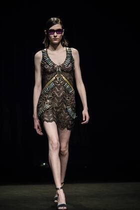 January 31, 2017 - Barcelona, Catalonia, Spain - A model walks the runway at the Custo fashion show presenting the new Way more - SS17 collection during 080 Barcelona Fashion Week Barcelona Spain - ZUMAo105 20170131_zap_o105_216 Copyright: xMatthiasxOesterlex