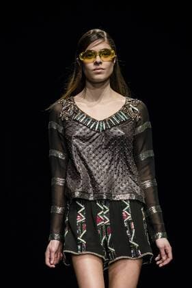 January 31, 2017 - Barcelona, Catalonia, Spain - A model walks the runway at the Custo fashion show presenting the new Way more - SS17 collection during 080 Barcelona Fashion Week Barcelona Spain - ZUMAo105 20170131_zap_o105_217 Copyright: xMatthiasxOesterlex