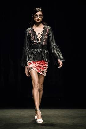 January 31, 2017 - Barcelona, Catalonia, Spain - A model walks the runway at the Custo fashion show presenting the new Way more - SS17 collection during 080 Barcelona Fashion Week Barcelona Spain - ZUMAo105 20170131_zap_o105_220 Copyright: xMatthiasxOesterlex