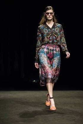 January 31, 2017 - Barcelona, Catalonia, Spain - A model walks the runway at the Custo fashion show presenting the new Way more - SS17 collection during 080 Barcelona Fashion Week Barcelona Spain - ZUMAo105 20170131_zap_o105_219 Copyright: xMatthiasxOesterlex