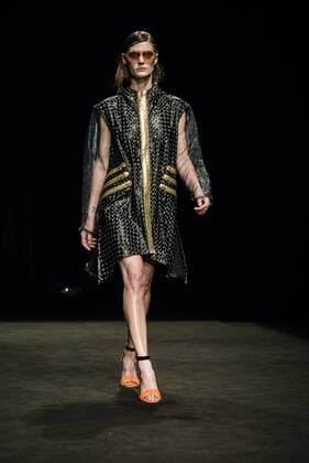 January 31, 2017 - Barcelona, Catalonia, Spain - A model walks the runway at the Custo fashion show presenting the new Way more - SS17 collection during 080 Barcelona Fashion Week Barcelona Spain - ZUMAo105 20170131_zap_o105_229 Copyright: xMatthiasxOesterlex