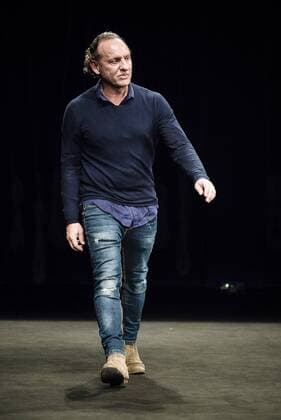January 31, 2017 - Barcelona, Catalonia, Spain - CUSTO DALMAU acknowledges the public at the end of his fashion show presenting the new Way more - SS17 collection during 080 Barcelona Fashion Week Barcelona Spain - ZUMAo105 20170131_zap_o105_236 Copyright: xMatthiasxOesterlex