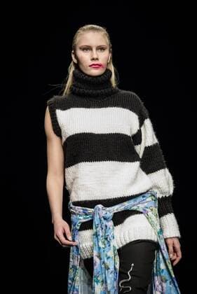 February 1, 2017 - Barcelona, Catalonia, Spain - A model walks the runway at the Anel Yaos fashion show presenting the new Autumn Winter 2017 18 collection during 080 Barcelona Fashion Week Barcelona Spain - ZUMAo105 20170201_zap_o105_005 Copyright: xMatthiasxOesterlex