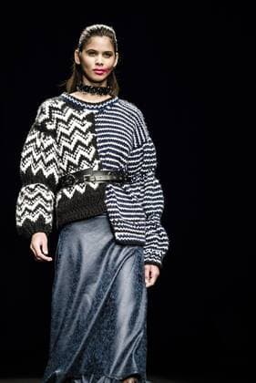 February 1, 2017 - Barcelona, Catalonia, Spain - A model walks the runway at the Anel Yaos fashion show presenting the new Autumn Winter 2017 18 collection during 080 Barcelona Fashion Week Barcelona Spain - ZUMAo105 20170201_zap_o105_011 Copyright: xMatthiasxOesterlex