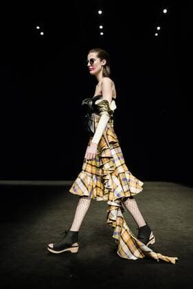 February 1, 2017 - Barcelona, Catalonia, Spain - A model walks the runway at the Anel Yaos fashion show presenting the new Autumn Winter 2017 18 collection during 080 Barcelona Fashion Week Barcelona Spain - ZUMAo105 20170201_zap_o105_015 Copyright: xMatthiasxOesterlex
