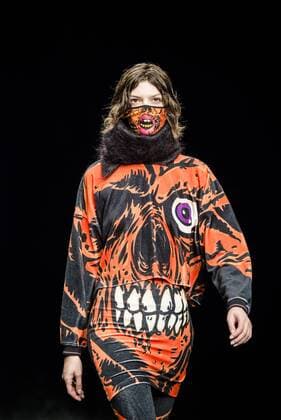 February 1, 2017 - Barcelona, Catalonia, Spain - A model walks the runway at the Krizia Robustella fashion show presenting the new Jolly Death Crew collection during 080 Barcelona Fashion Week Barcelona Spain - ZUMAo105 20170201_zap_o105_112 Copyright: xMatthiasxOesterlex