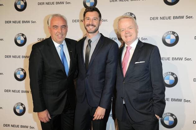 Hans-Reiner Schroeder, Jochen Schropp, Philipp von Sahr Exclusive Premiere des neuen BMW 540i Limousine im BMW Haus am Kurfuestendamm in Berlin am 01.02.2017