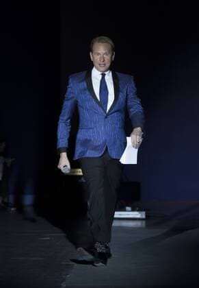 USA: The Blue Jacket Fashion Show Carson Kressley in Nicole Miller dress walks runway for the blue jacket fashon show in support for prostate cancer awarness during New York Fashion week at Pier 59  LevxRadin