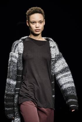 February 2, 2017 - Barcelona, Catalonia, Spain - A model walks the runway at the Aubergin fashion show presenting the new Est. collection during 080 Barcelona Fashion Week Barcelona Spain - ZUMAo105 20170202_zap_o105_002 Copyright: xMatthiasxOesterlex