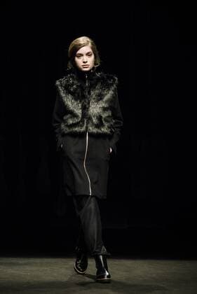 February 2, 2017 - Barcelona, Catalonia, Spain - A model walks the runway at the Aubergin fashion show presenting the new Est. collection during 080 Barcelona Fashion Week Barcelona Spain - ZUMAo105 20170202_zap_o105_025 Copyright: xMatthiasxOesterlex