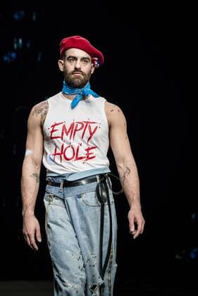 February 2, 2017 - Barcelona, Catalonia, Spain - A model walks the runway at the Brain & Beast fashion show presenting the new Trilogy Vol. I Playback Winter 2017-18 collection during 080 Barcelona Fashion Week Barcelona Spain - ZUMAo105 20170202_zap_o105_287 Copyright: xMatthiasxOesterlex
