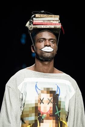 February 2, 2017 - Barcelona, Catalonia, Spain - A model walks the runway at the Brain & Beast fashion show presenting the new Trilogy Vol. I Playback Winter 2017-18 collection during 080 Barcelona Fashion Week Barcelona Spain - ZUMAo105 20170202_zap_o105_294 Copyright: xMatthiasxOesterlex