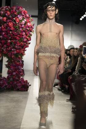 A model takes the catwalk wearing designs of the Sexual Object collection by Spanish Alejandro Gomez Palomo for the Palomo Spain brand, during the Men s New York Fashion Week, in New York, USA, 02 February 2017. EPA MIGUEL RAJMIL Men s New York Fashion Week - Palomo Spain show !ACHTUNG: NUR REDAKTIONELLE NUTZUNG!  SHM68 20170203-636216851547187159