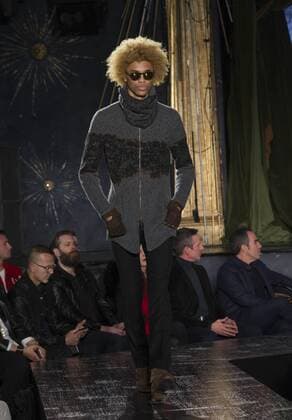 NYC: John Varvatos Fall 2017 Model walks runway for John Varvatos collection during New York Mens Fashion Week Fall 2017 in Diamond Horseshoe  LevxRadin