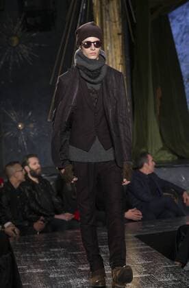 NYC: John Varvatos Fall 2017 Model walks runway for John Varvatos collection during New York Mens Fashion Week Fall 2017 in Diamond Horseshoe  LevxRadin