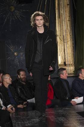 NYC: John Varvatos Fall 2017 Model walks runway for John Varvatos collection during New York Mens Fashion Week Fall 2017 in Diamond Horseshoe  LevxRadin
