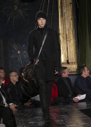 NYC: John Varvatos Fall 2017 Model walks runway for John Varvatos collection during New York Mens Fashion Week Fall 2017 in Diamond Horseshoe  LevxRadin