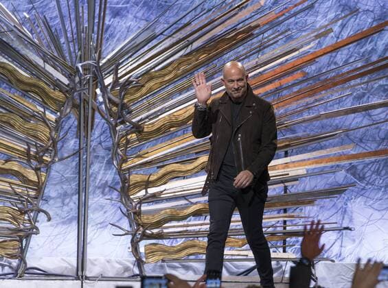 NYC: John Varvatos Fall 2017 Designer John Varvatos walks runway for John Varvatos collection during New York Mens Fashion Week Fall 2017 in Diamond Horseshoe  LevxRadin