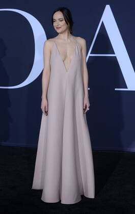 Cast member Dakota Johnson attends the Fifty Shades Darker premiere at the Ace Hotel Theatre in Los Angeles on February 2, 2017. Storyline: While Christian wrestles with his inner demons, Anastasia must confront the anger and envy of the women who came before her.  LAP2017020218 JIMxRUYMEN