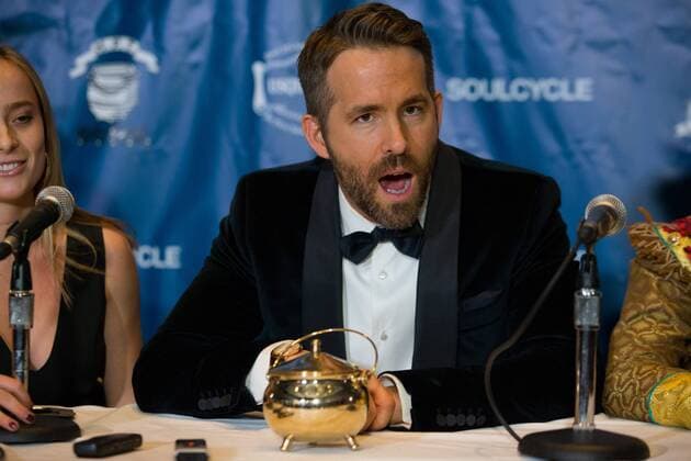 Actor Ryan Reynolds answers reporters questions during a press conference after he was awarded the Harvard University Hasty Pudding Theatricals 2017 Man of the Year inside Farkas Hall in Cambridge, Massachusetts on February 3, 2017.  BOS20170203012 MATTHEWxHEALEY