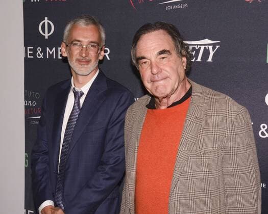 Igor Lopatonok and Oliver Stone attneds the LA Premiere of Ukraine On Fire where Oliver Stone Receives Baume and Mercer Special Award at the Italian Institute of Coulture on Friday February 3, 2017. 2017 - USA - Oliver Stone Receives Baume and Mercer Special Award.  Copyright: xBillyxBennightx