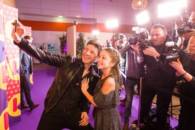 Clouseau singer and presenter Koen Wauters and Zita, daughter of Koen Wauters pictured during the Gala van de Gouden K s award show, organized by Flemish children s television channel Ketnet, Saturday 04 February 2017 in Brussels.  JAMESxARTHURxGEKIERE 05039899
