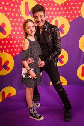 Clouseau singer and presenter Koen Wauters and Zita, daughter of Koen Wauters pictured during the Gala van de Gouden K s award show, organized by Flemish children s television channel Ketnet, Saturday 04 February 2017 in Brussels.  JAMESxARTHURxGEKIERE 05039903