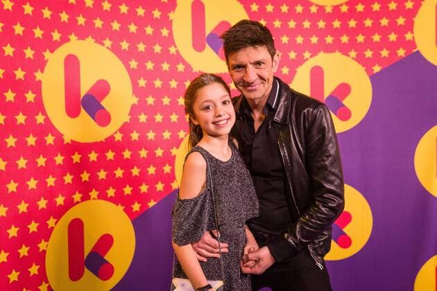 Clouseau singer and presenter Koen Wauters and Zita, daughter of Koen Wauters pictured during the Gala van de Gouden K s award show, organized by Flemish children s television channel Ketnet, Saturday 04 February 2017 in Brussels.  JAMESxARTHURxGEKIERE 05039904