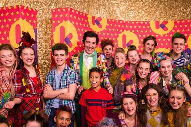 Actor Herman Verbruggen and the cast of Ketnet musical Unidamu pictured during the Gala van de Gouden K s award show, organized by Flemish children s television channel Ketnet, Saturday 04 February 2017 in Brussels.  JAMESxARTHURxGEKIERE 05039918