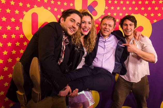weatherman Frank Deboosere (2R) and De Helden pictured during the Gala van de Gouden K s award show, organized by Flemish children s television channel Ketnet, Saturday 04 February 2017 in Brussels.  JAMESxARTHURxGEKIERE 05039963