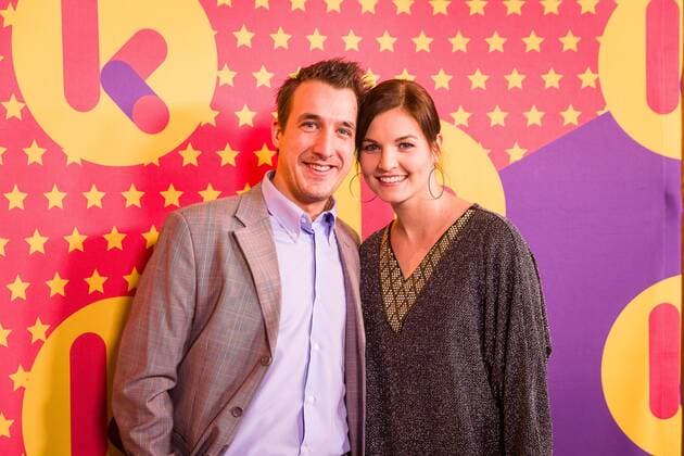 Andy Peelman and Nicoline Hummel pictured during the Gala van de Gouden K s award show, organized by Flemish children s television channel Ketnet, Saturday 04 February 2017 in Brussels.  JAMESxARTHURxGEKIERE 05040019