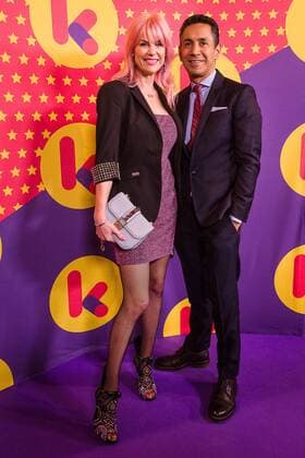 Tanja Dexters and friend Gustavo Torrez pictured during the Gala van de Gouden K s award show, organized by Flemish children s television channel Ketnet, Saturday 04 February 2017 in Brussels.  JAMESxARTHURxGEKIERE 05040039