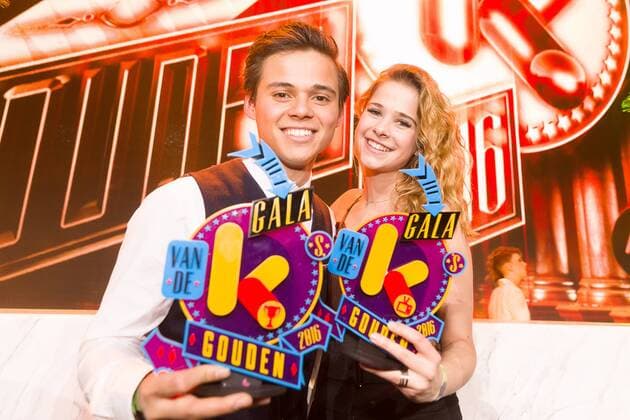 actor Giovanni Kemper and singer Laura Tesoro pictured during the Gala van de Gouden K s award show, organized by Flemish children s television channel Ketnet, Saturday 04 February 2017 in Brussels.  JAMESxARTHURxGEKIERE 05040248