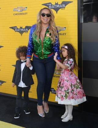 Singer-songwriter Mariah Carey arrives with her son Moroccan Scott Cannon (L) and daughter Monroe Cannon for the premiere of the animated fantasy The LEGO Batman Movie at the Regency Village Theatre in the Westwood section of Los Angeles on February 4, 2017. Storyline: Bruce Wayne must not only deal with the criminals of Gotham City, but also the responsibility of raising a boy he adopted.  LAP2017020445 JIMxRUYMEN