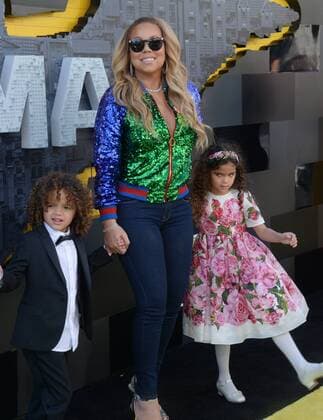 Singer-songwriter Mariah Carey arrives with her son Moroccan Scott Cannon (L) and daughter Monroe Cannon for the premiere of the animated fantasy The LEGO Batman Movie at the Regency Village Theatre in the Westwood section of Los Angeles on February 4, 2017. Storyline: Bruce Wayne must not only deal with the criminals of Gotham City, but also the responsibility of raising a boy he adopted.  LAP2017020456 JIMxRUYMEN