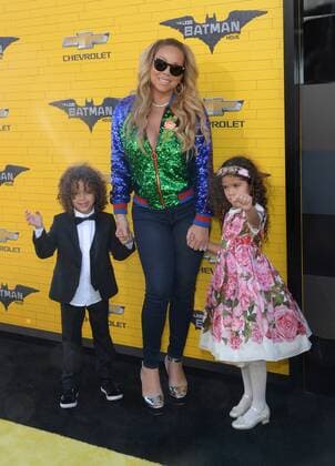 Singer-songwriter Mariah Carey arrives with her son Moroccan Scott Cannon (L) and daughter Monroe Cannon for the premiere of the animated fantasy The LEGO Batman Movie at the Regency Village Theatre in the Westwood section of Los Angeles on February 4, 2017. Storyline: Bruce Wayne must not only deal with the criminals of Gotham City, but also the responsibility of raising a boy he adopted.  LAP2017020443 JIMxRUYMEN