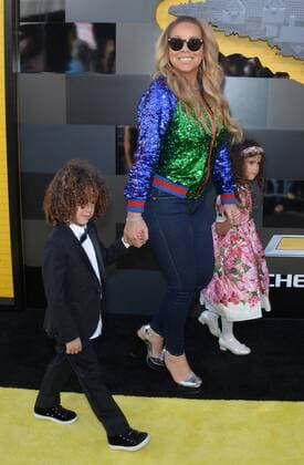 Singer-songwriter Mariah Carey arrives with her son Moroccan Scott Cannon (L) and daughter Monroe Cannon for the premiere of the animated fantasy The LEGO Batman Movie at the Regency Village Theatre in the Westwood section of Los Angeles on February 4, 2017. Storyline: Bruce Wayne must not only deal with the criminals of Gotham City, but also the responsibility of raising a boy he adopted.  LAP2017020446 JIMxRUYMEN