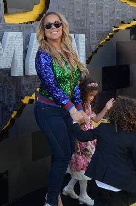 Singer-songwriter Mariah Carey arrives with her son Moroccan Scott Cannon (L) and daughter Monroe Cannon for the premiere of the animated fantasy The LEGO Batman Movie at the Regency Village Theatre in the Westwood section of Los Angeles on February 4, 2017. Storyline: Bruce Wayne must not only deal with the criminals of Gotham City, but also the responsibility of raising a boy he adopted.  LAP2017020454 JIMxRUYMEN