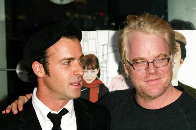 Aug. 24, 2005 - New York, New York, U.S. - I9945JZ. THE BAXTER PREMIERE AT THE IFC THEATRE IN NEW YOR New York.8-24-2005. - - 2005.JUSTIN THEROUX AND PHILLIP SEYMOUR HOFFMAN - ZUMAz24_ 20050824_gaf_z24_035 Copyright: xJohnxZisselx