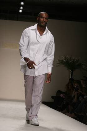 Sep 13, 2005; New York, NY, USA; Model TYSON BECKFORD on the runway at The Chris Aire show during Olympus Fashion Week Spring 2006 at The New York Public Library.. - ZUMAa29_ 20050913_abx_a29_031 Copyright: xAvivxSmallx