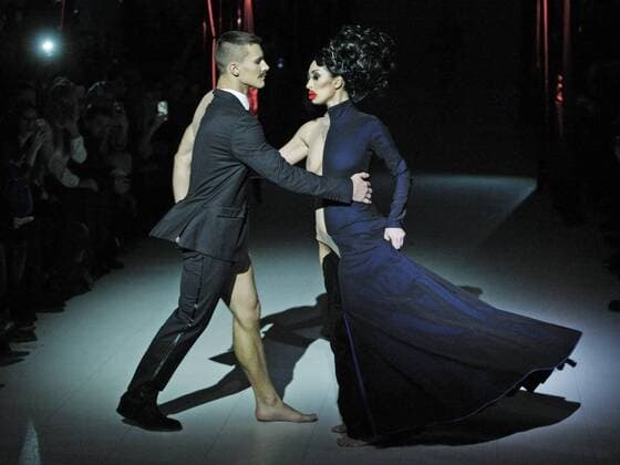 February 7, 2017 - Kiev, Ukraine - Models present a creation by Ukrainian designer ALEXEY ZALEVSKIY , during the Ukrainian Fashion Week in Kiev, Ukraine, on 07 February 2017. The fashion event presents Fall Winter 2017 18 collections by Ukrainian and International designers from 4 to 8 February. Kiev Ukraine - ZUMAg194 20170207_zap_g194_006 Copyright: xSergxGlovnyx