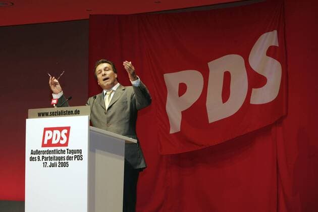 Jul 17, 2005 - Berlin, GERMANY - An extraordinary party convention of PDS - Party of Democratic Socialism on the occasion of renaming the party into the Left Party.PDS. In 2005, the PDS, renamed the Left Party.PDS, entered an electoral alliance with the western Germany-based Electoral Alternative for Labor and Social Justice (WASG) and won 8.7% of the vote in Germany s September 2005 federal elections (more than double the PDS 4% share in the 2002 election). PICTURED: A leading member of the Labour and Social Justice Party (WASG) KLAUS ERNST. - ZUMAkg1_ 20050717_olc_k98_517 Copyright: xJosexGiribasx