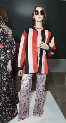 USA: New York Fashion Week Fall 2017 Epson Model shows off dress by Daniela Hoehmann of Chile for Epson Digital Couture project presentation during 2017 fall New York Fashion week at IAC building  LevxRadin