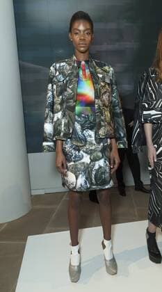 USA: New York Fashion Week Fall 2017 Epson Model shows off dress by Sarah Richards of USA for Epson Digital Couture project presentation during 2017 fall New York Fashion week at IAC building  LevxRadin
