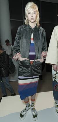 USA: New York Fashion Week Fall 2017 Epson Model shows off dress by Degen of USA for Epson Digital Couture project presentation during 2017 fall New York Fashion week at IAC building  LevxRadin
