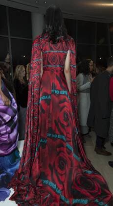 USA: New York Fashion Week Fall 2017 Epson Model shows off dress by Leonardo Mena of Mexico for Epson Digital Couture project presentation during 2017 fall New York Fashion week at IAC building  LevxRadin