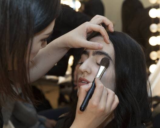 USA: New York Fashion Week Fall 2017 Epson Models prepare backstage for Epson Digital Couture project presentation during 2017 fall New York Fashion week at IAC building  LevxRadin