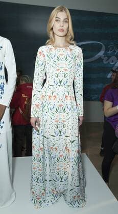 USA: New York Fashion Week Fall 2017 Epson Model shows off dress by Sarah Stevenson of Canada for Epson Digital Couture project presentation during 2017 fall New York Fashion week at IAC building  LevxRadin